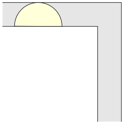 The semicircular sofa moving around the corner